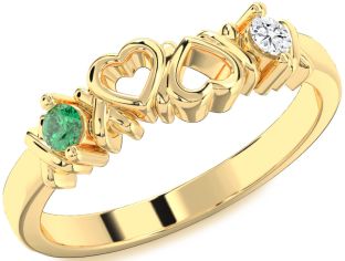 Gold Heart Two Stone Promise Ring