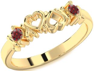 Emerald Gold Heart Two Stone Birthstone Ring