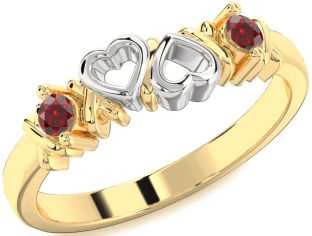 Emerald Platinum & Yellow Gold Heart Two Stone Birthstone Ring