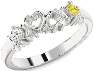 Silver Heart Two Stone Promise Ring