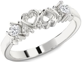 Diamond Platinum Heart Round Two Stone Ring
