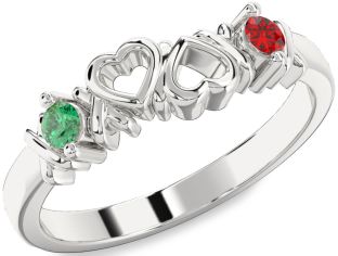 Silver Heart Two Stone Promise Ring