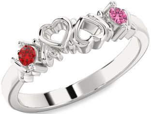 Platinum Heart Two Stone Promise Ring