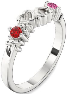 Platinum Heart Two Stone Promise Ring