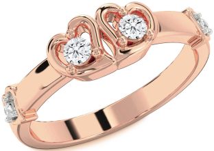 Diamond Rose Gold Heart Round Two Stone Ring
