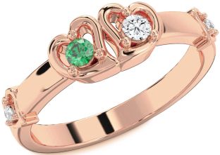 Diamond Rose Gold Heart Two Stone Promise Ring