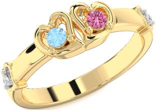 Diamond Gold Heart Two Stone Promise Ring