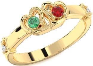 Diamond Gold Heart Two Stone Promise Ring