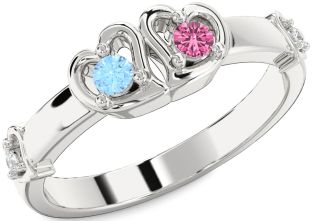 Diamond Platinum Heart Two Stone Promise Ring