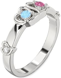 Diamond Platinum Heart Two Stone Promise Ring