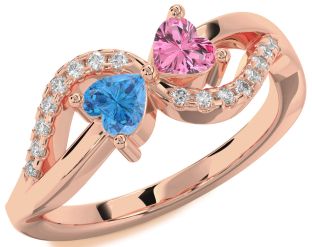 Diamond Rose Gold Two Heart Promise Ring
