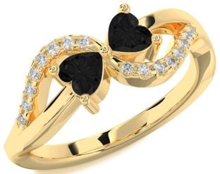Black Diamond Gold Two Heart Ring