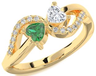 Diamond Gold Two Heart Promise Ring