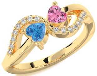Diamond Gold Two Heart Promise Ring