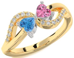 Diamond Platinum & Yellow Gold Two Heart Promise Ring