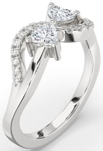Diamond White Gold Two Heart Ring