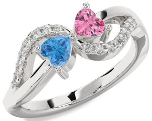 Diamond Platinum Two Heart Promise Ring