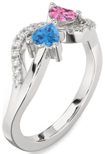 Diamond Platinum Two Heart Promise Ring