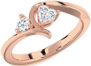 Diamond Rose Gold Heart Two Stone Ring