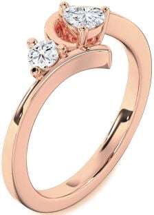 Diamond Rose Gold Heart Two Stone Ring