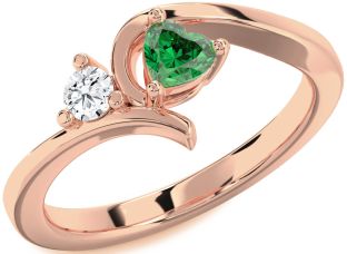 Rose Gold Heart Two Stone Promise Ring