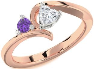 Platinum & Rose Gold Heart Two Stone Promise Ring