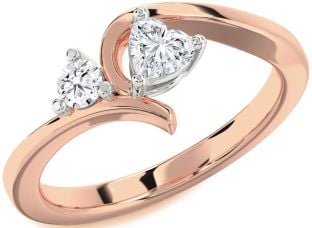 Diamond White Rose Gold Heart Two Stone Ring