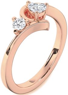 Diamond White Rose Gold Heart Two Stone Ring