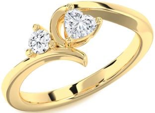 Diamond Gold Heart Two Stone Ring
