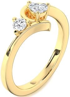 Diamond Gold Heart Two Stone Ring