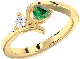 Gold Heart Two Stone Promise Ring