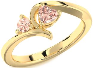 Morganite Gold Heart Two Stone Ring