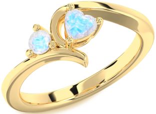 Moonstone Gold Heart Two Stone Ring