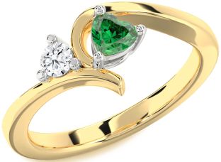 Gold Silver Heart Two Stone Promise Ring
