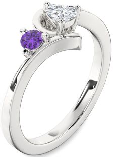 Platinum Heart Two Stone Promise Ring