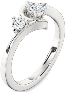 Diamond White Gold Heart Two Stone Ring