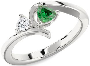 Platinum Heart Two Stone Promise Ring