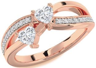 Diamond Rose Gold Two Heart Ring
