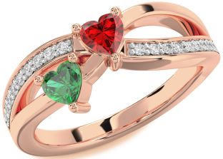 Diamond Rose Gold Two Heart Promise Ring