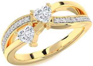Diamond Gold Two Heart Ring