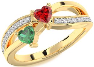 Diamond Gold Two Heart Promise Ring