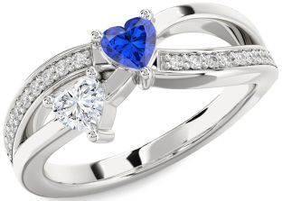 Diamond Silver Two Heart Promise Ring