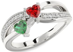 Diamond Platinum Two Heart Promise Ring