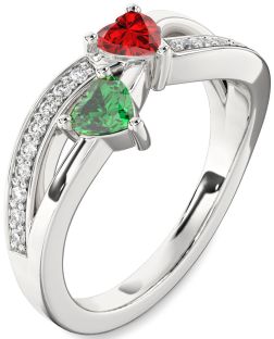 Diamond Platinum Two Heart Promise Ring