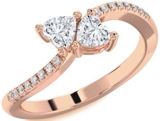 Diamond Rose Gold Two Heart Ring
