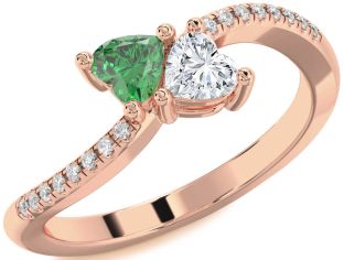 Diamond Rose Gold Two Heart Promise Ring