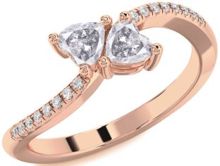 Salt & Pepper Diamond Rose Gold Two Heart Ring
