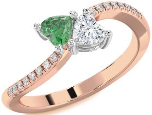 Diamond Platinum & Rose Gold Two Heart Promise Ring