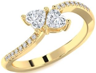 Diamond Gold Two Heart Ring