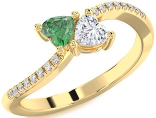 Diamond Gold Two Heart Promise Ring